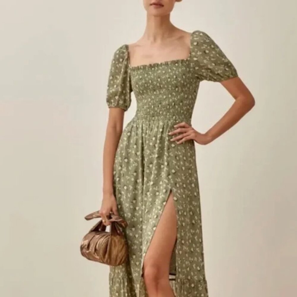 Reformation US Size M Meadow Dress - "Terrace Green" print